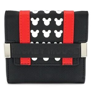 Loungefly Disney Mickey Mouse Black and Red Faux Leather‎ Tri Fold Wallet